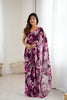 Purple Floral Printed Georgette Saree