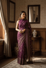Purple  Foil Printed Georgette Saree