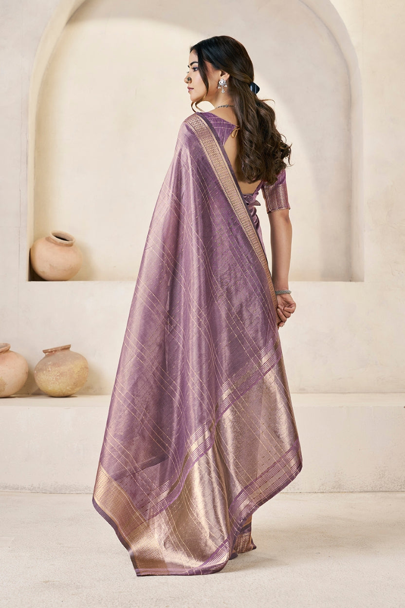Purple Linen Cotton Saree