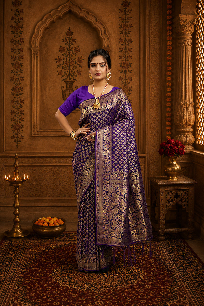Purple Pure Soft Khadi Silk Saree