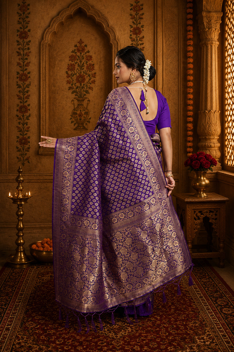 Purple Pure Soft Khadi Silk Saree