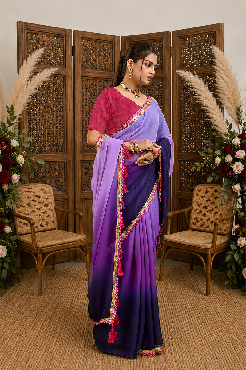 Purple Toned Georgette Saree