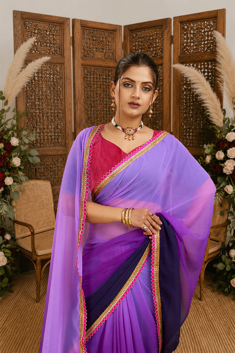 Purple Toned Georgette Saree