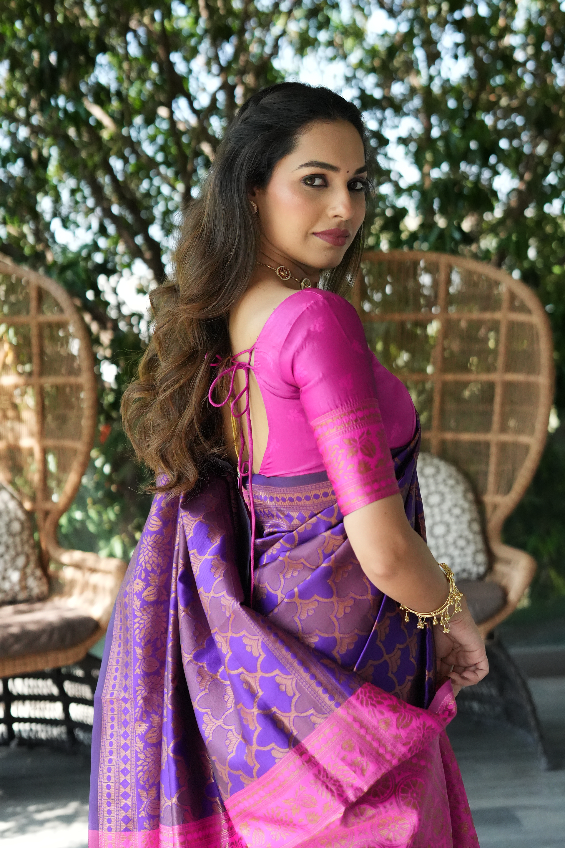 Purple Woven Banarasi Silk Saree