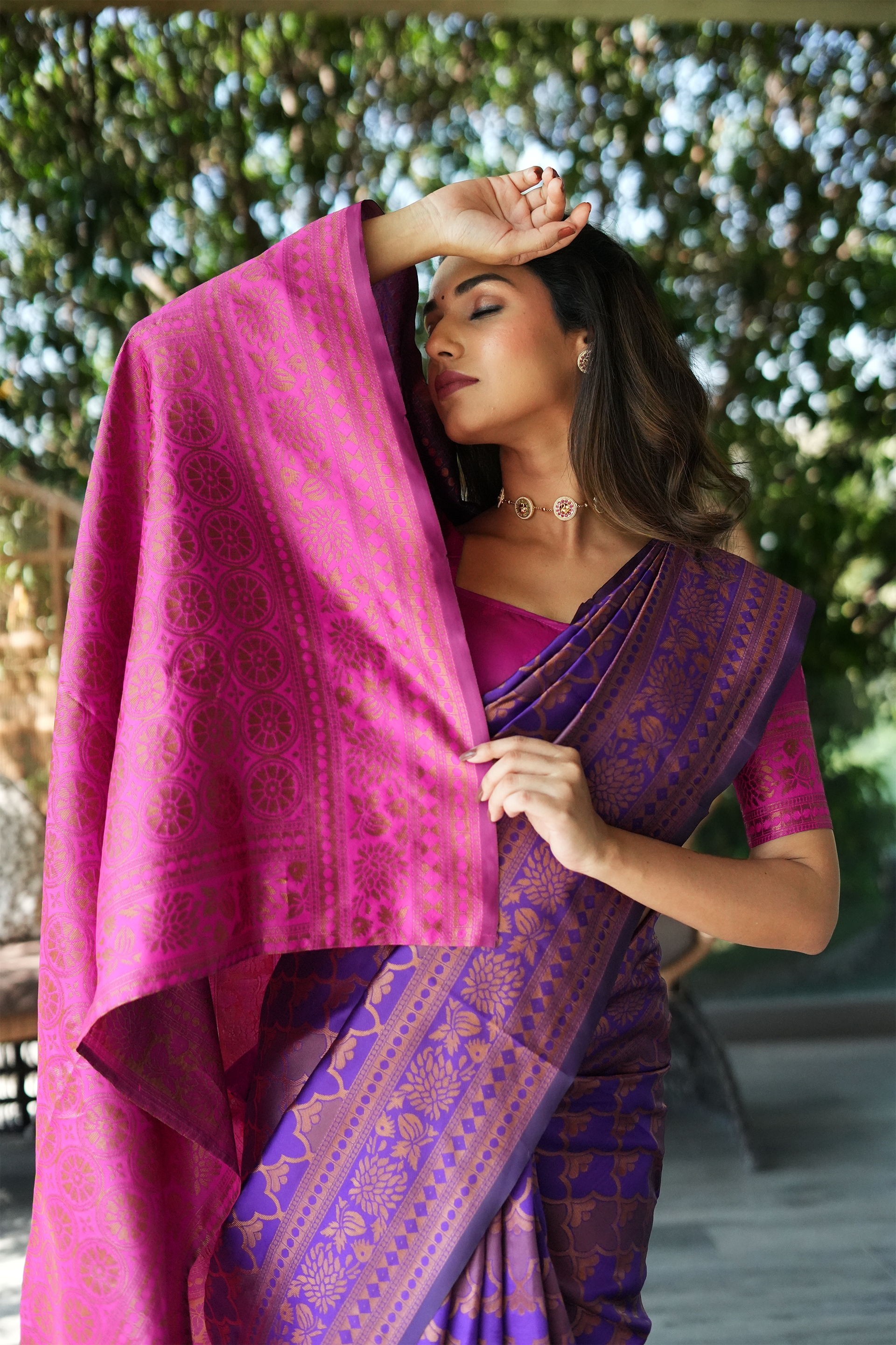 Purple Woven Banarasi Silk Saree