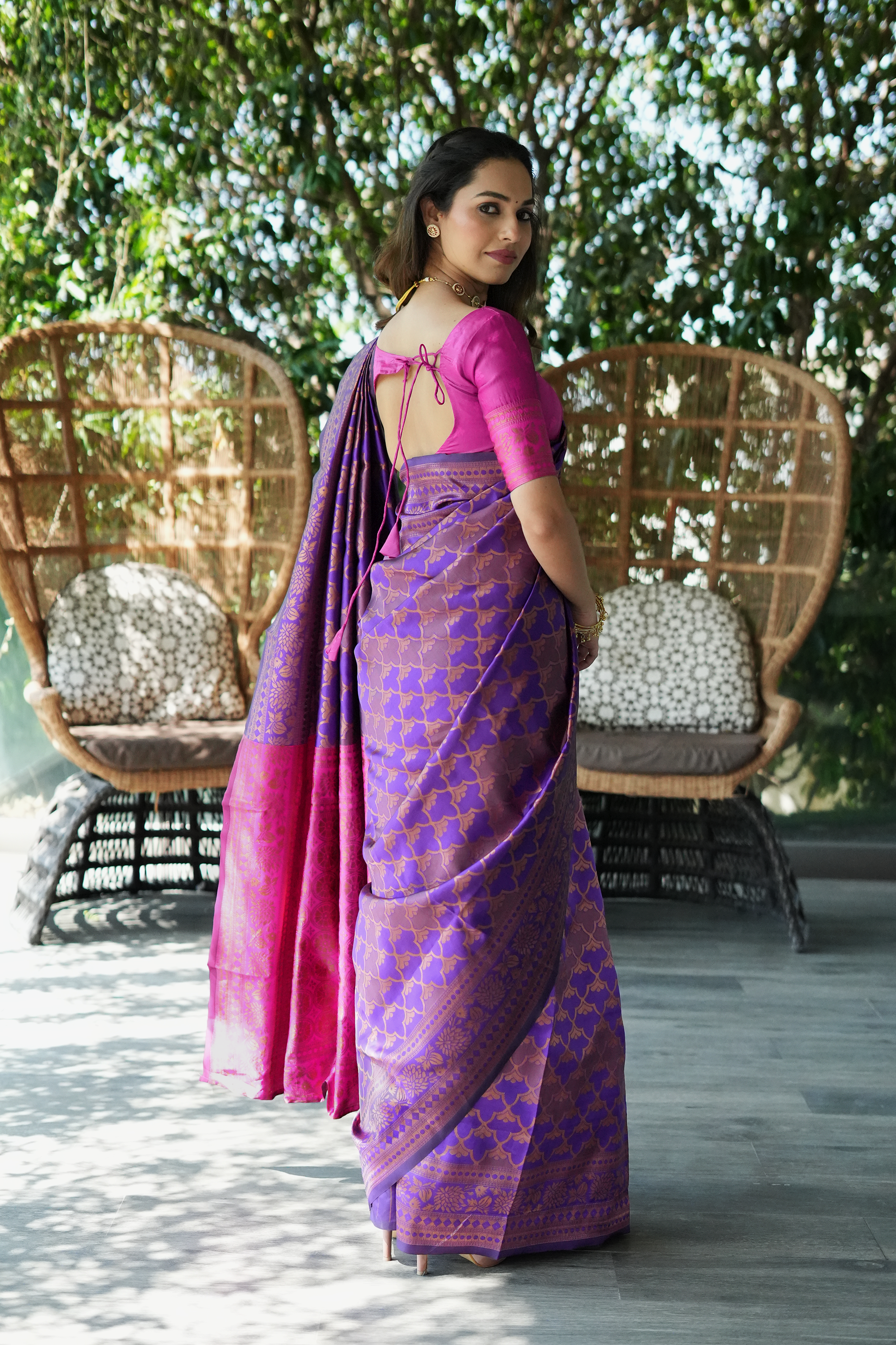 Purple Woven Banarasi Silk Saree