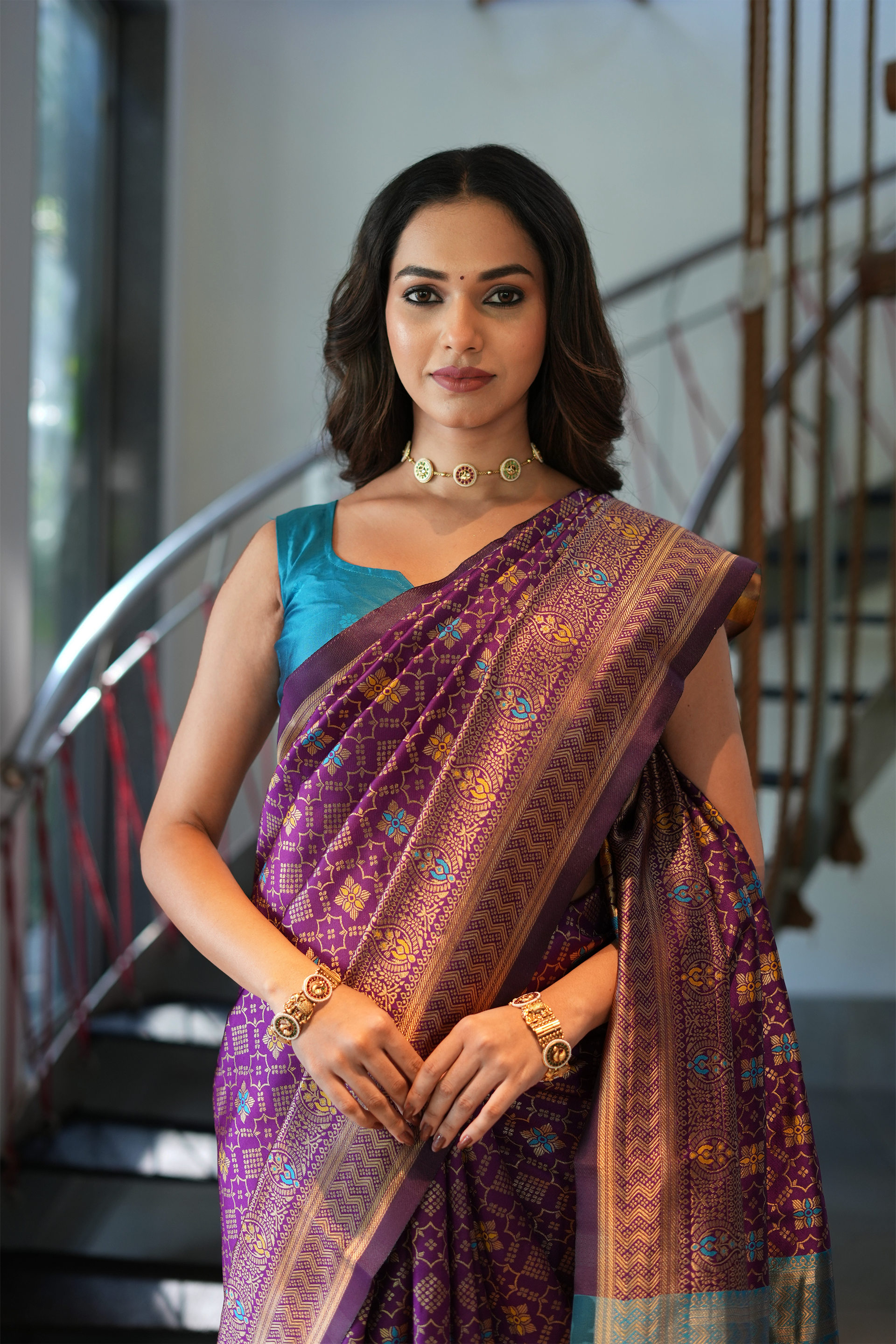 Purple Woven Banarasi Silk Saree