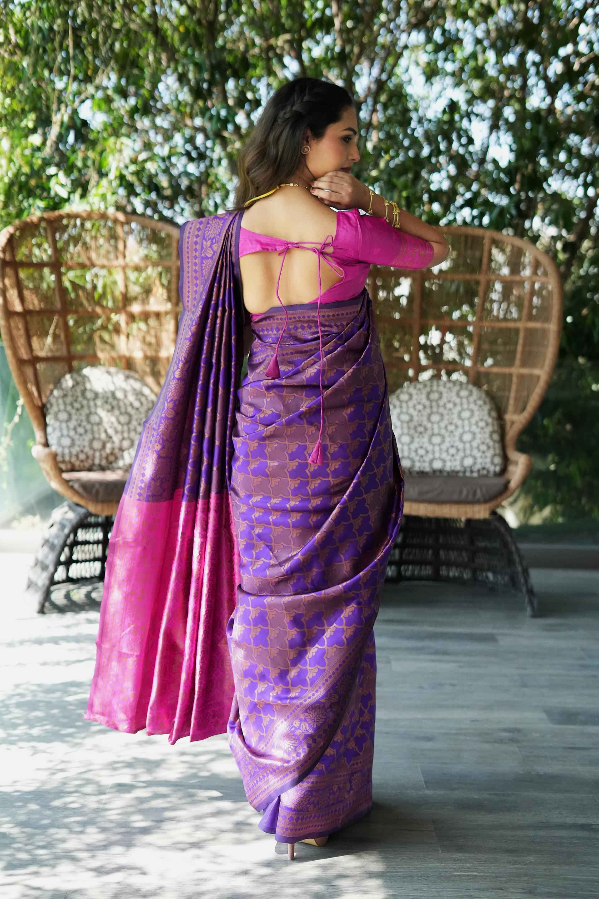 Purple Woven Banarasi Silk Saree