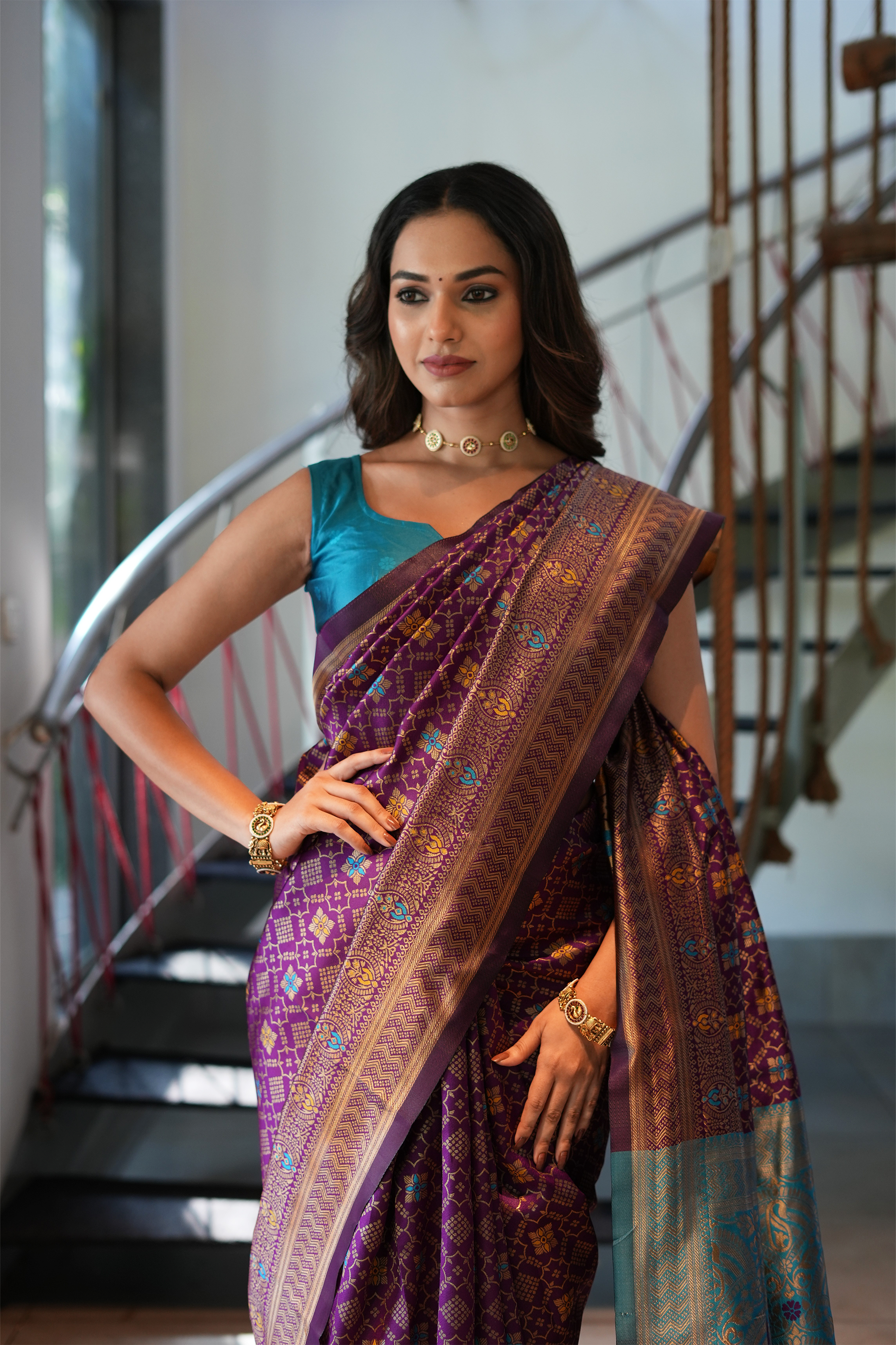 Purple Woven Banarasi Silk Saree