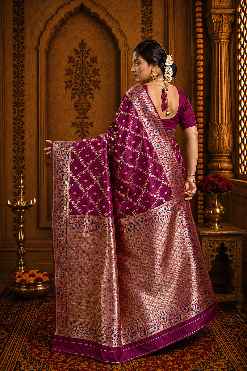 Purple Woven Banarasi Silk Saree