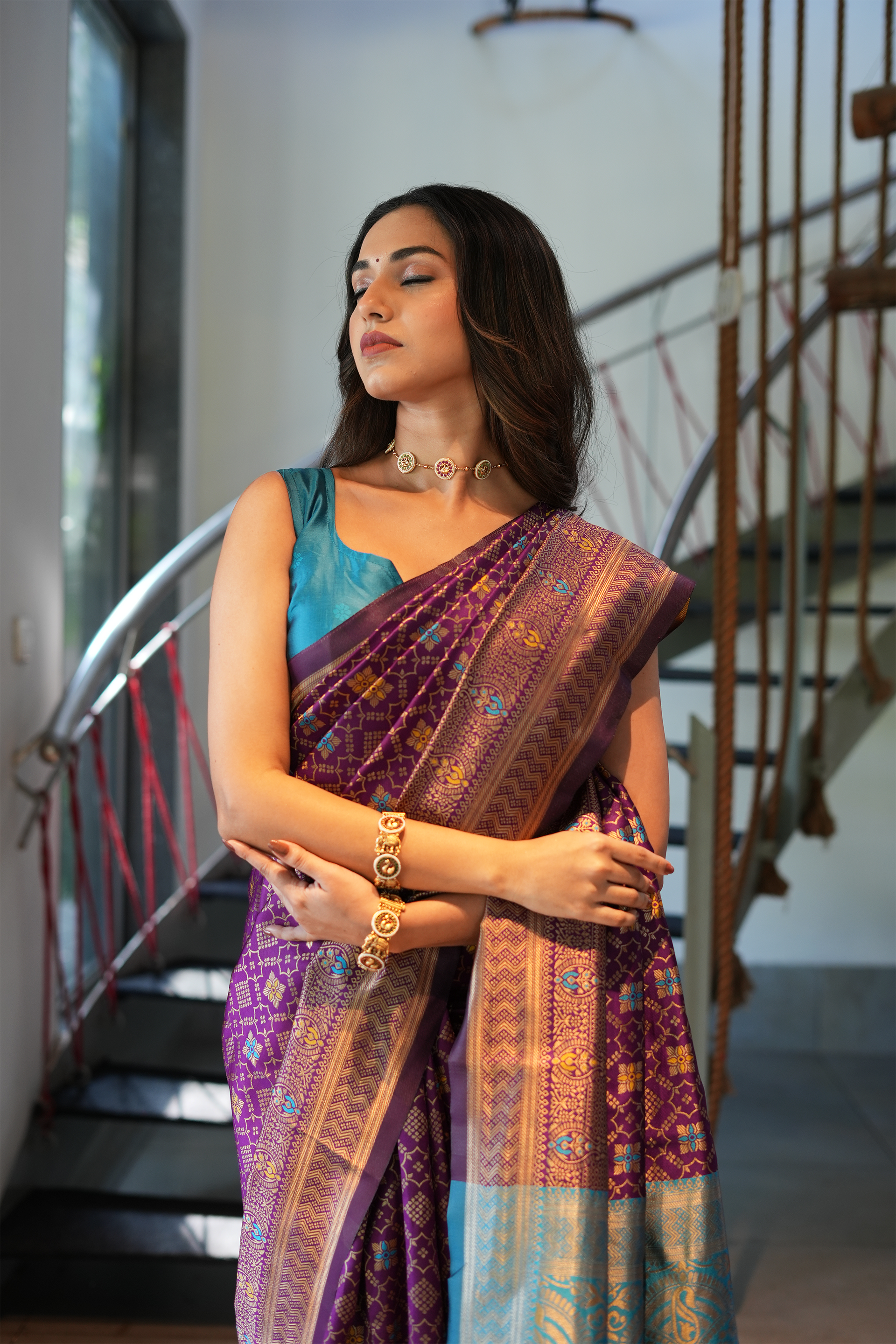 Purple Woven Banarasi Silk Saree