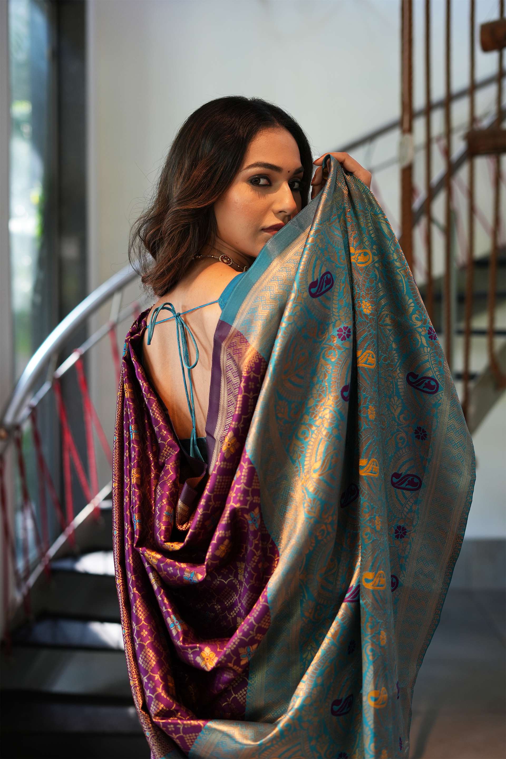 Purple Woven Banarasi Silk Saree