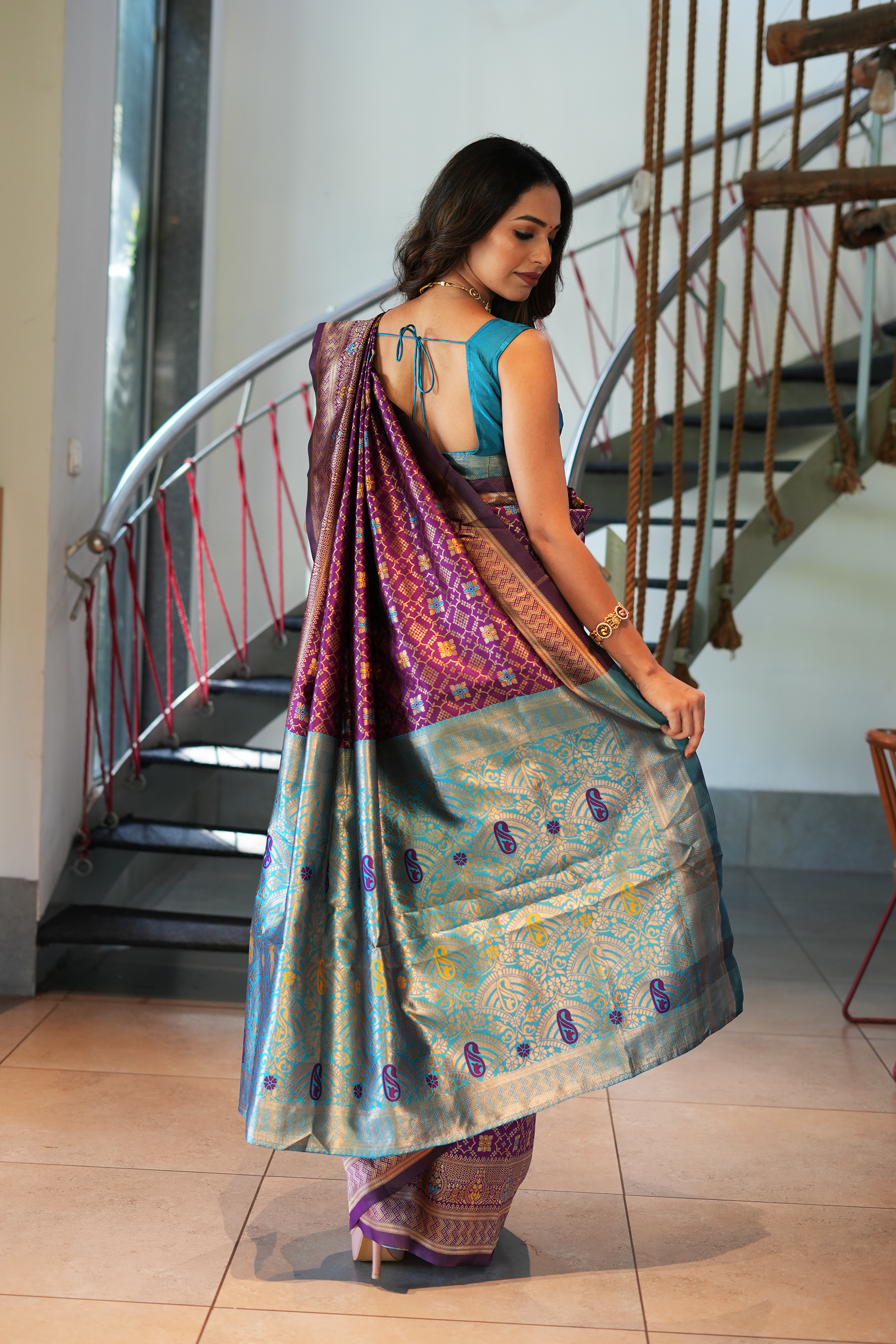Purple Woven Banarasi Silk Saree