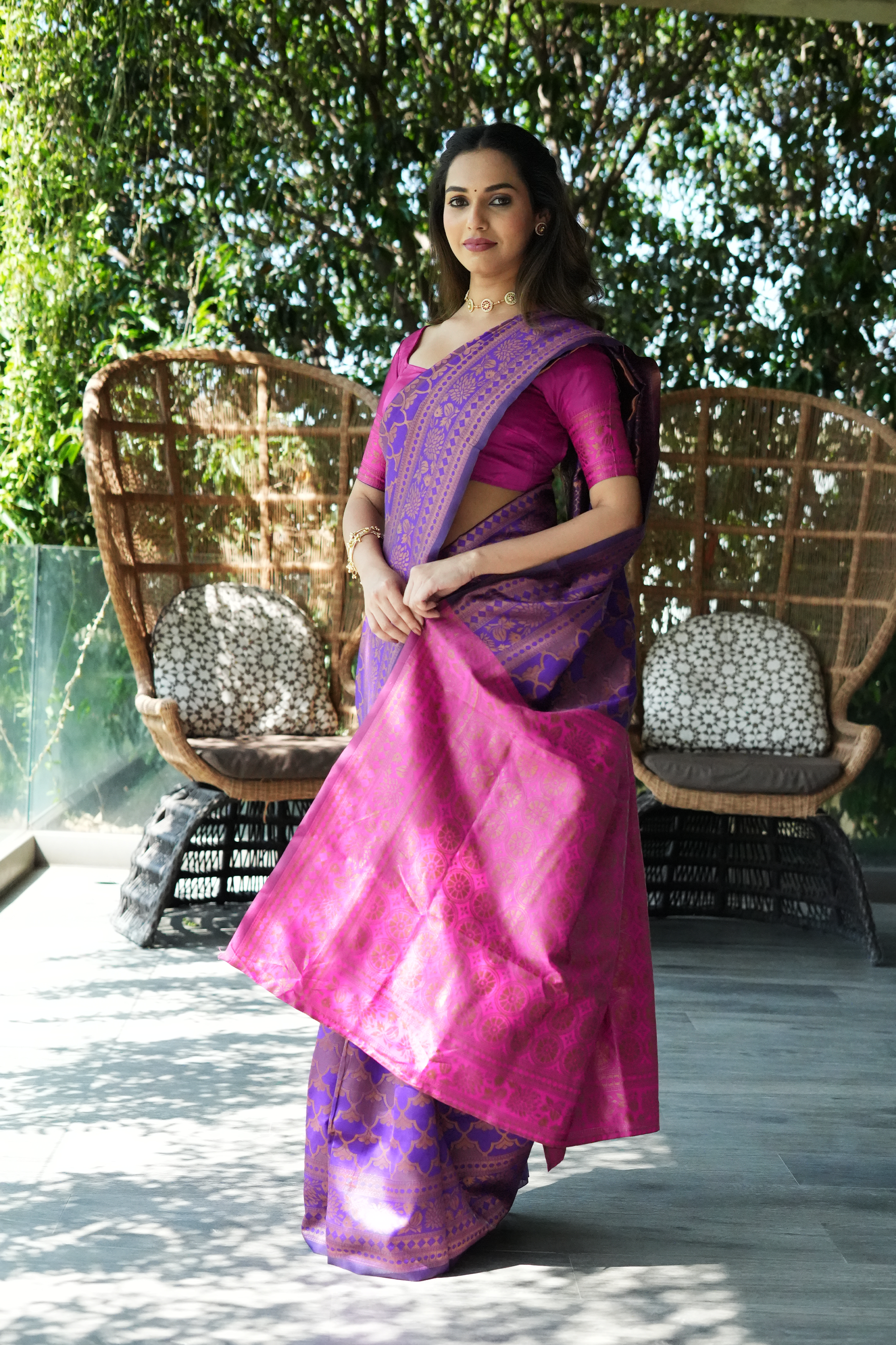 Purple Woven Banarasi Silk Saree