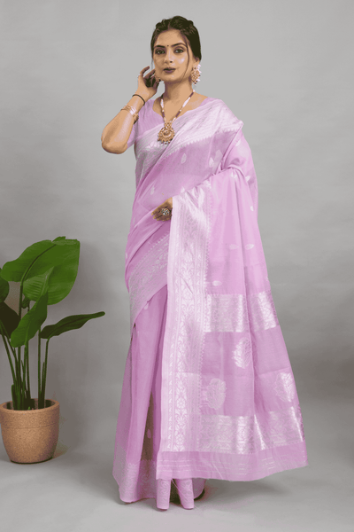 Purple Woven Cotton Silk Saree