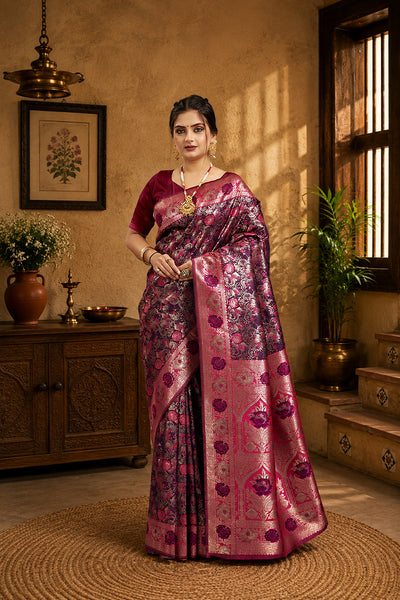 Purple Woven Kanjivaram Silk Saree