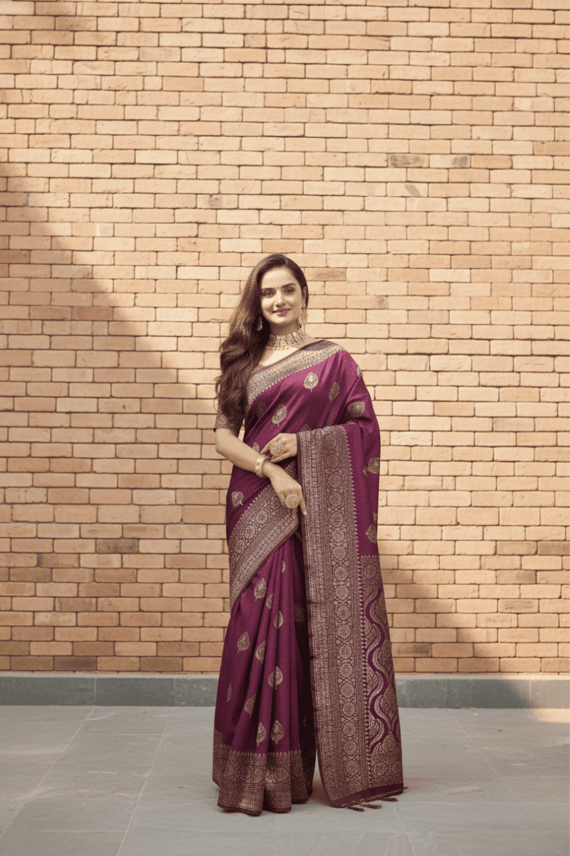 Purple Woven Silk Saree
