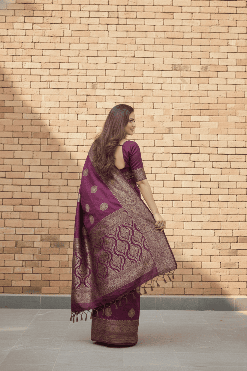 Purple Woven Silk Saree
