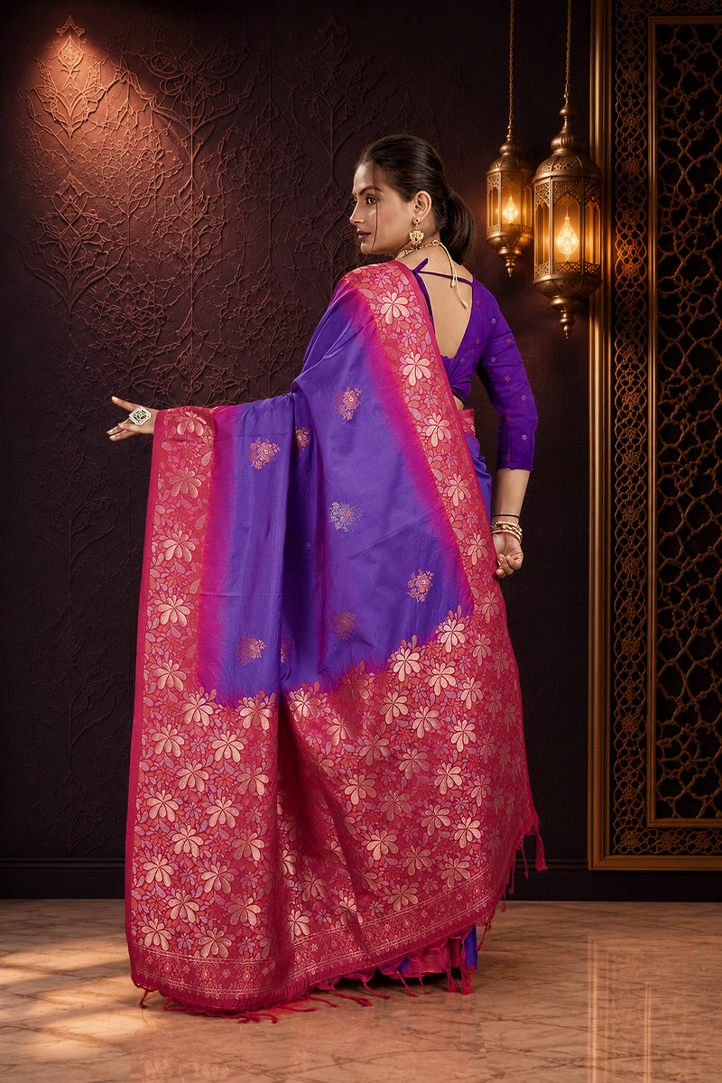 Purple Two-Tone Banarasi Handloom Silk Saree