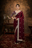 Wine Sequined Embroidered Fancy Chiffon Saree
