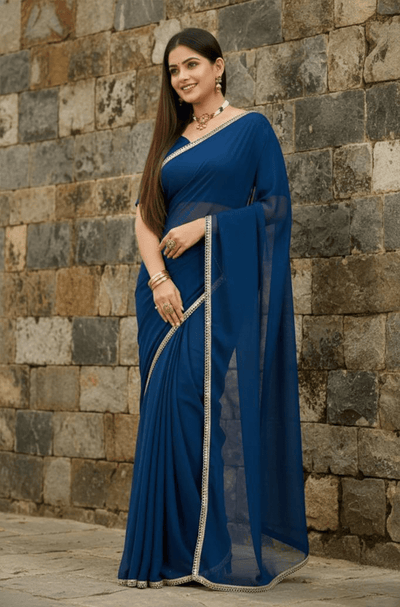 Rama Mirror Lace Georgette Saree