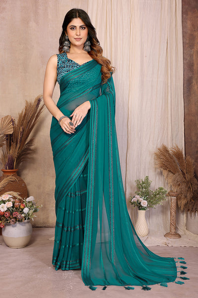 Rama Plain Georgette Saree