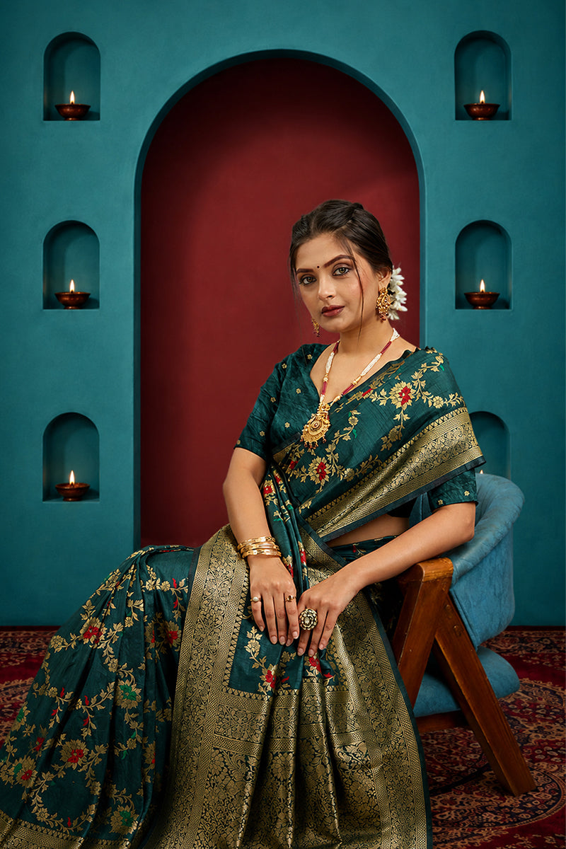 Rama Pure Banarasi Khadi Silk Saree