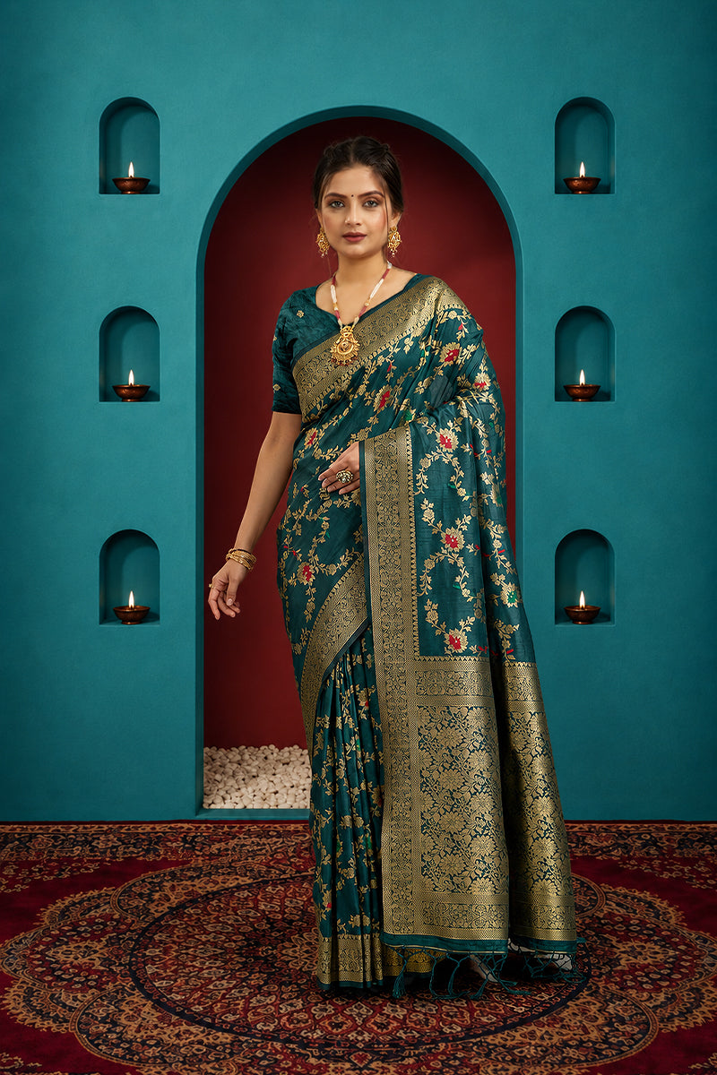 Rama Pure Banarasi Khadi Silk Saree