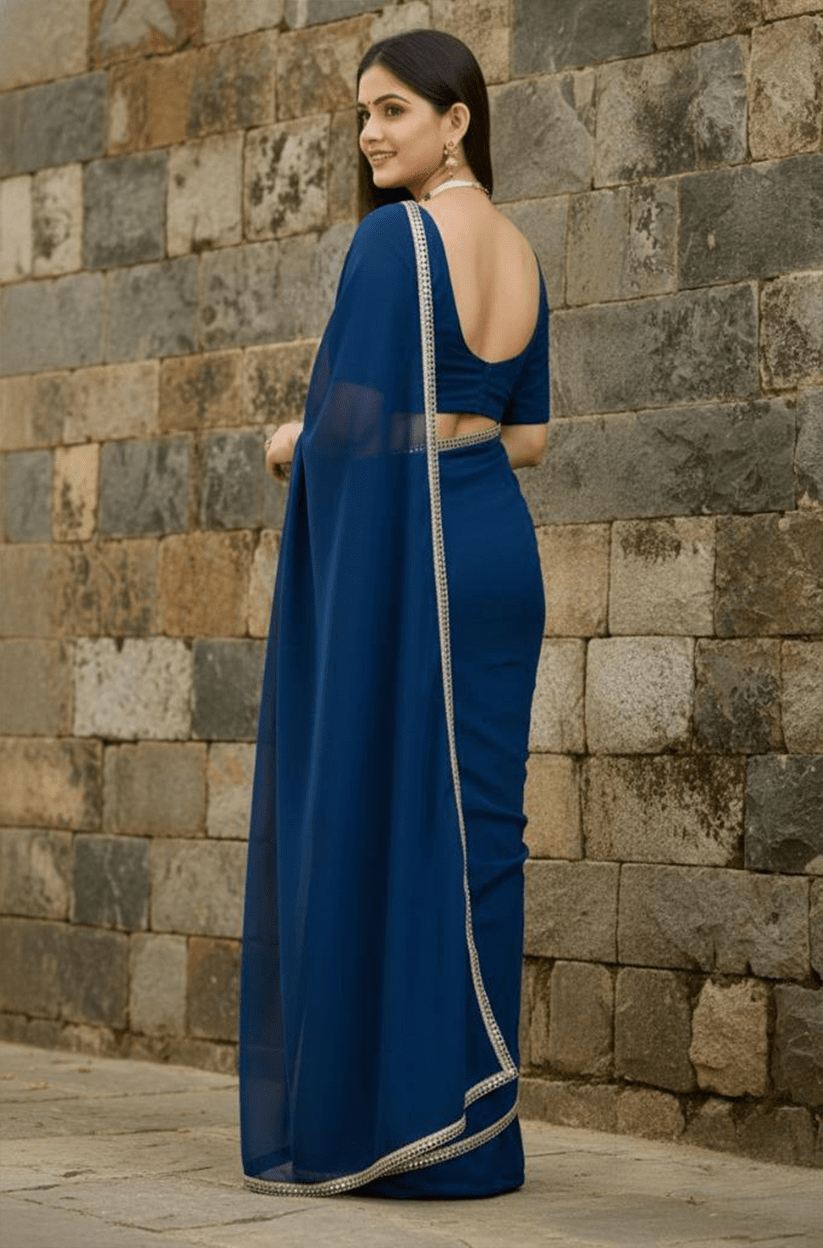 Rama Mirror Lace Georgette Saree