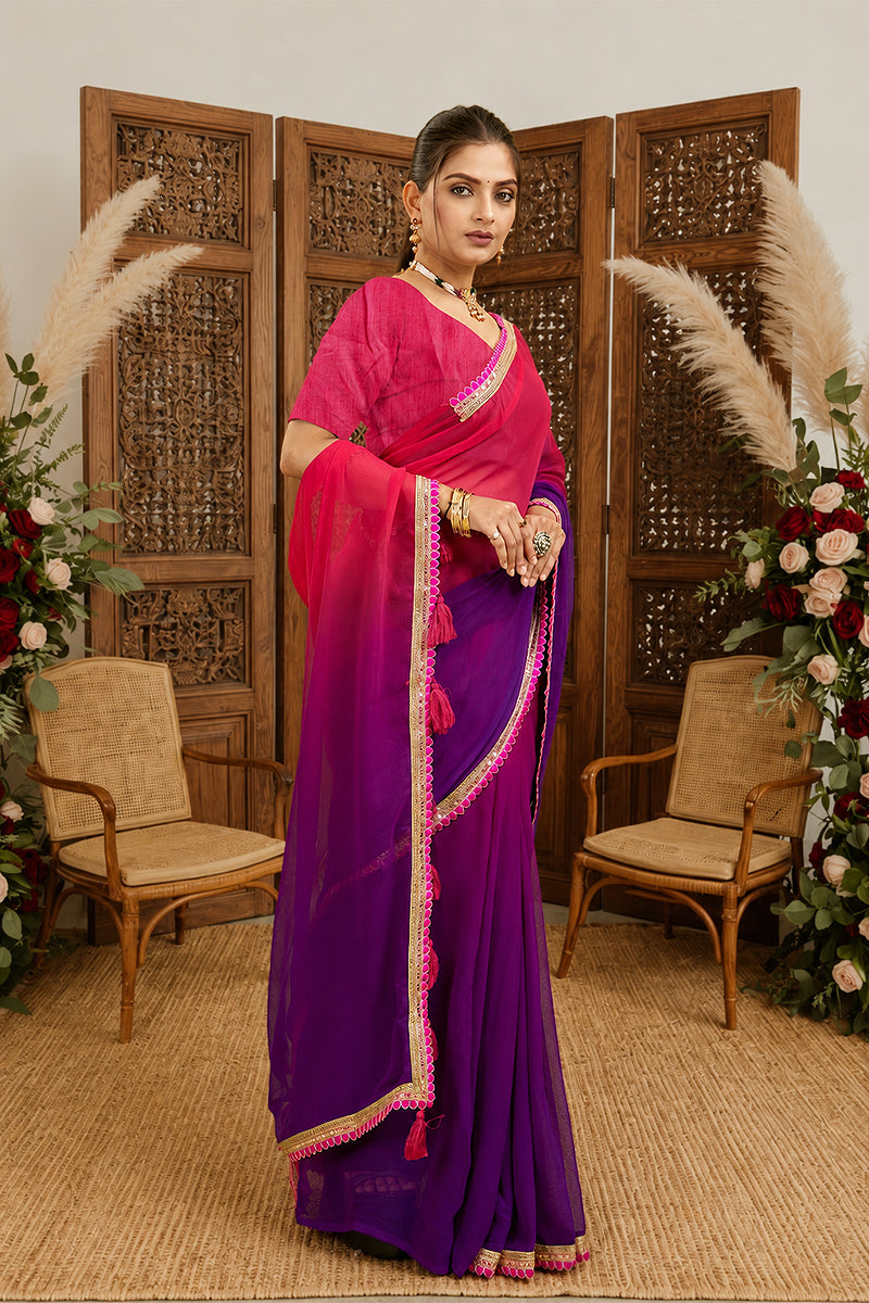 Rani Toned  Georgette Saree