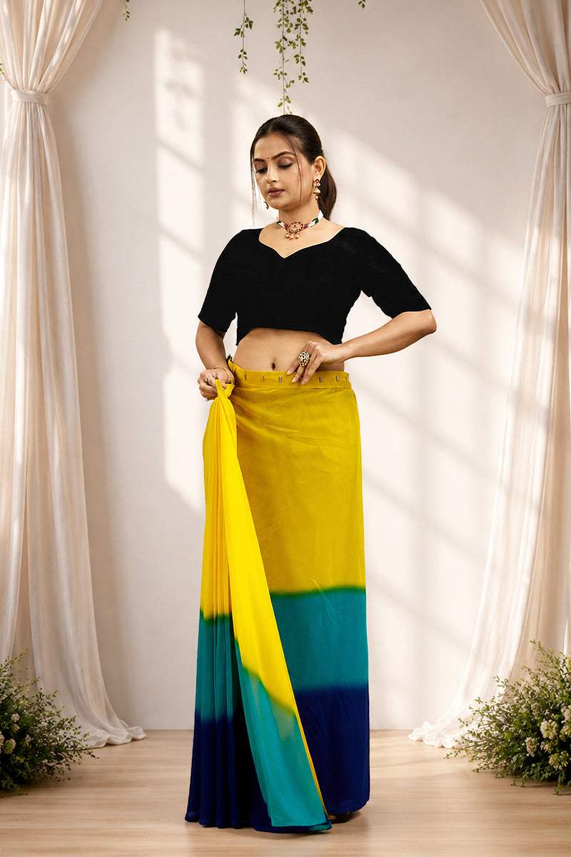 Ready to Wear Multi-Colored Soft Georgette Saree