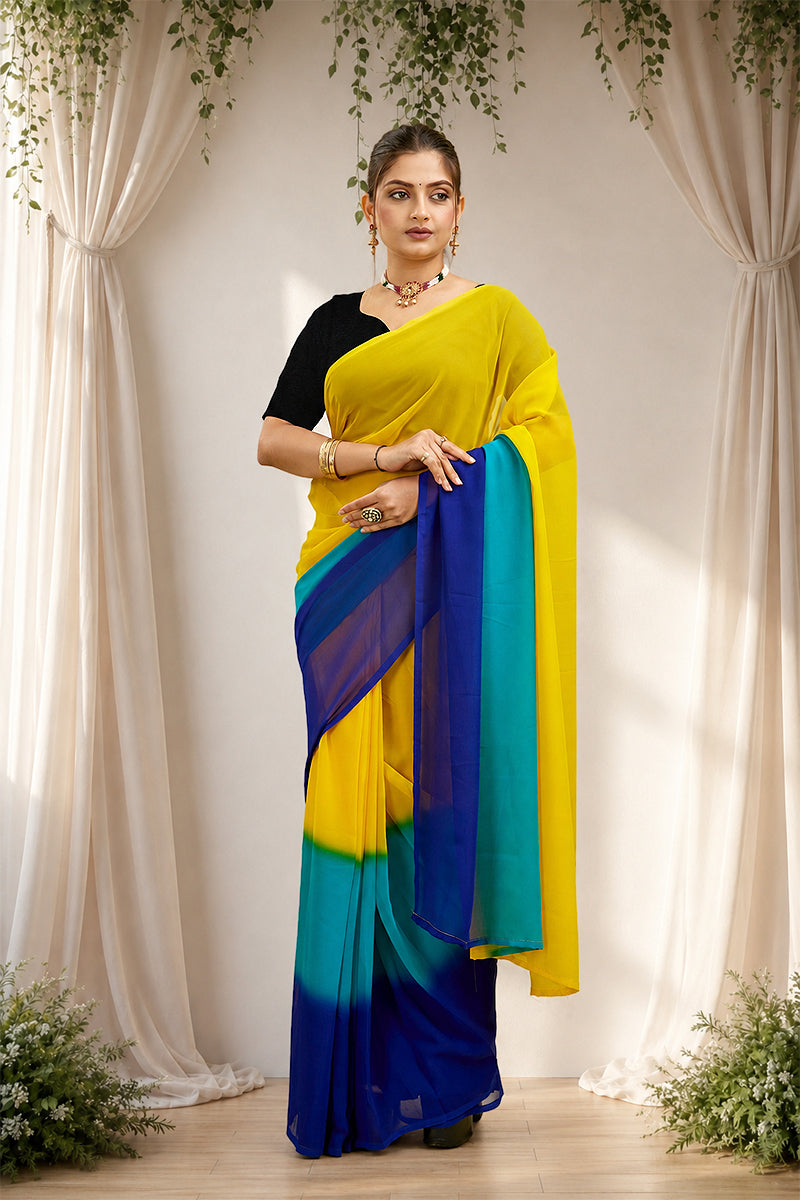Ready to Wear Multi-Colored Soft Georgette Saree