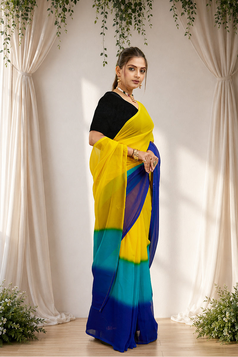Ready to Wear Multi-Colored Soft Georgette Saree