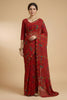 Red Floral Printed Georgette Saree