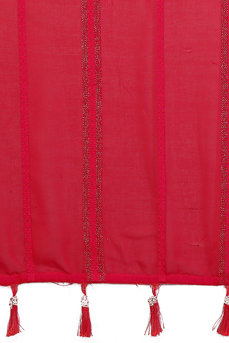 Red Plain Georgette Saree