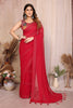 Red Plain Georgette Saree