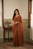 Rust Orange Embroidered Georgette Lace Saree