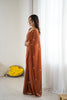 Rust Orange Embroidered Georgette Lace Saree