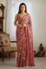 Rust Red Printed Georgette Saree