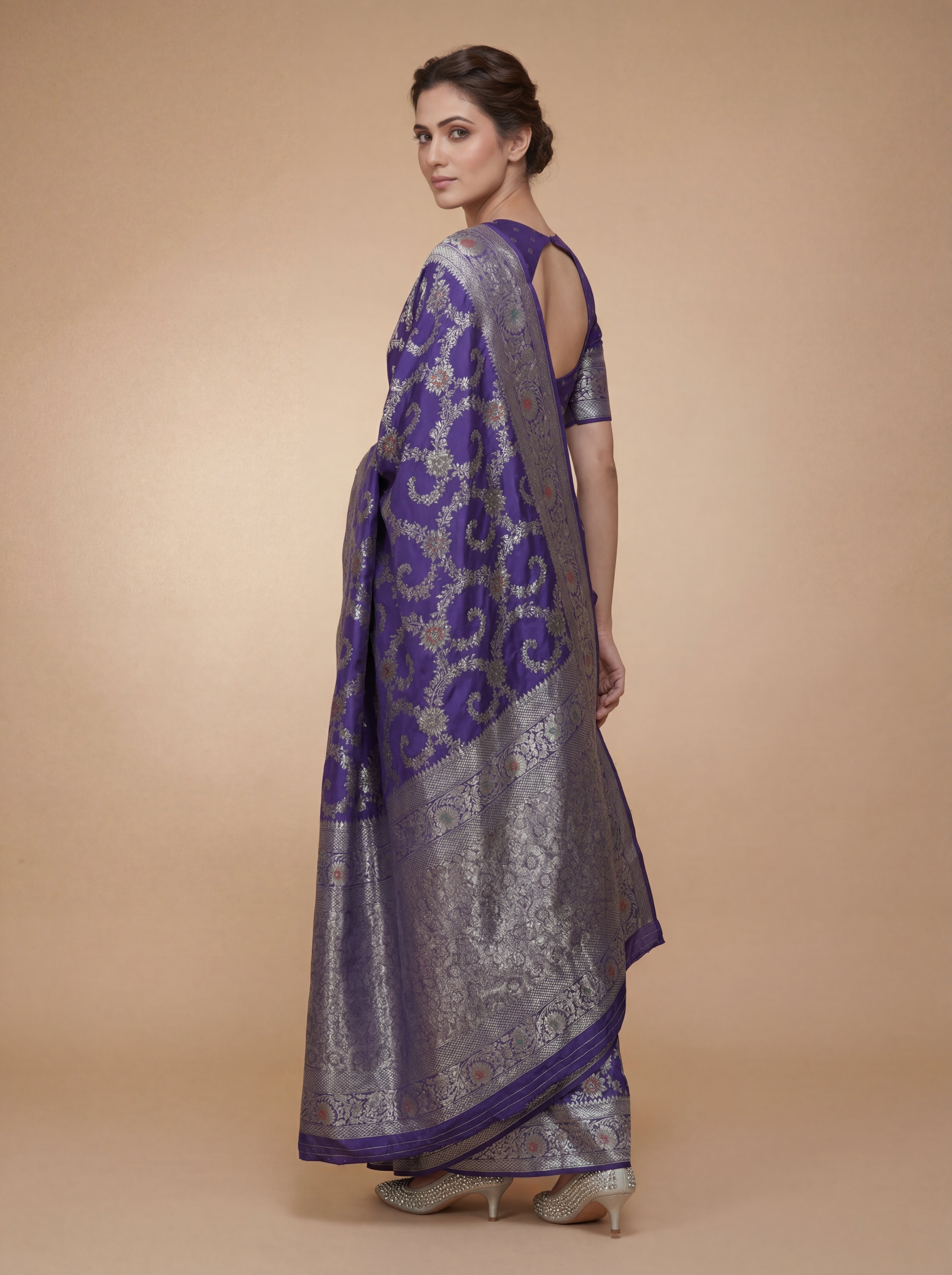 Blue Butti Banarasi Silk Saree