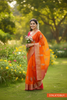 Orange Organza Soft Jacquard Kanjivaram Saree