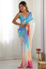 Sky Blue Embroidery Work Georgette Saree