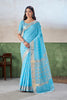 Sky Blue Linen Cotton Saree