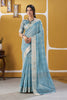 Sky Blue Linen Cotton Saree