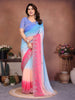 Sky Georgette Embroidered Saree