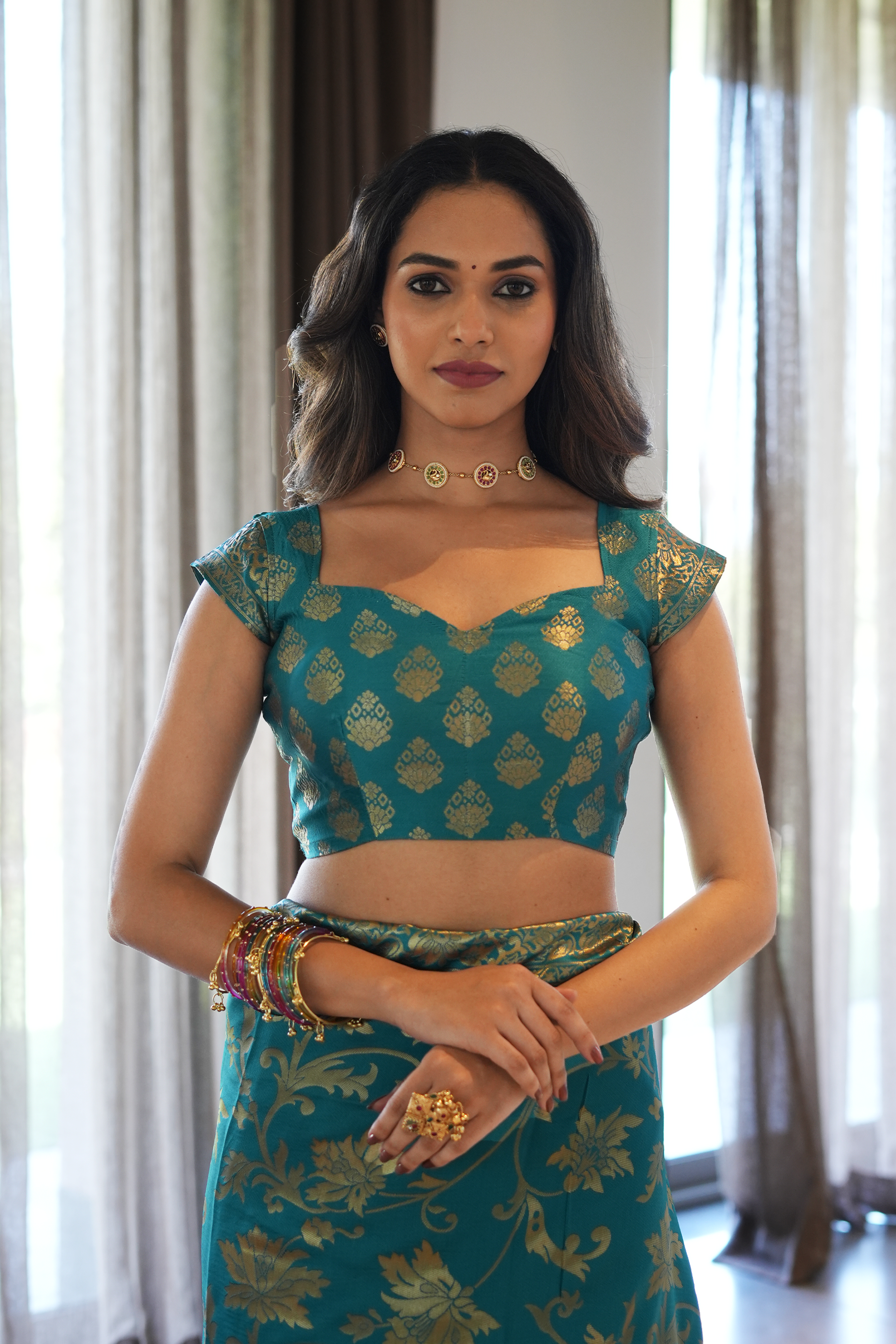 Teal Green Banarasi Silk Saree