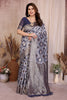 Blue Cotton Blend Jacquard Zari Saree