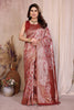 Red Cotton Blend Jacquard Zari Saree