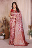 Red Cotton Blend Jacquard Zari Saree