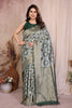 Green Cotton Blend Jacquard Zari Saree